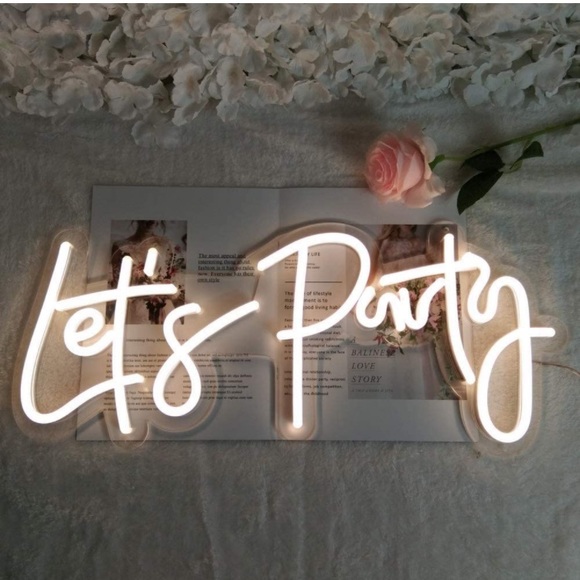 Let’s Party White Neon LED Wall Trendy Decor Birthday/Graduation/Wedding Sign - Picture 3 of 10